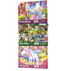 3 Puzzles Quokka 100 Piece Puzzle Unicorn, Our Pets & Princess for Ages 6 and Up